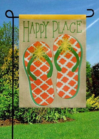 Happy Place Flip Flops Garden Flag 12.5x18 Double Sided ZKL14S8501