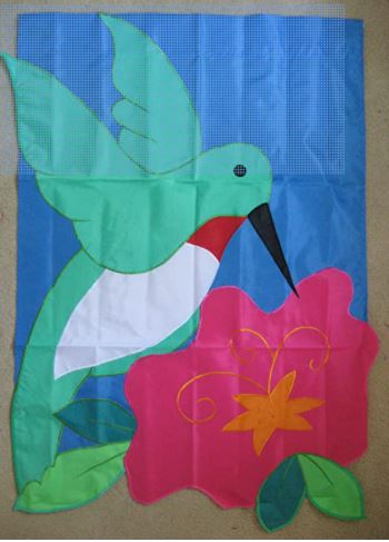 Hummingbird Bloom Applique House Flag #5112