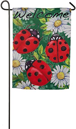 Ladybugs on Green Suede Garden Flag #14s4750