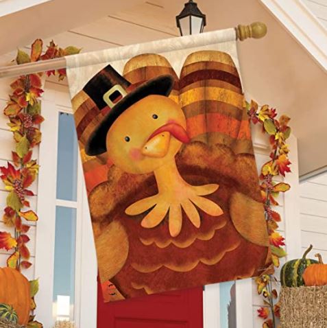 Thanksgiving Turkey House Flag Briarwood H01304