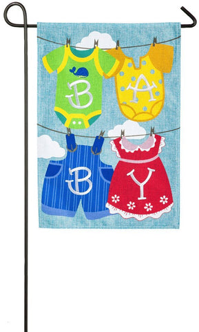 Baby Clothesline Burlap Garden Flag, # 14b4049