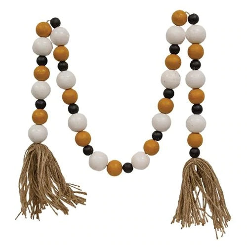Black, Orange & White Wooden Bead Garland – Country Yard Outlet