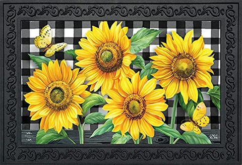Checkered Sunflowers Summer Doormat, D01731