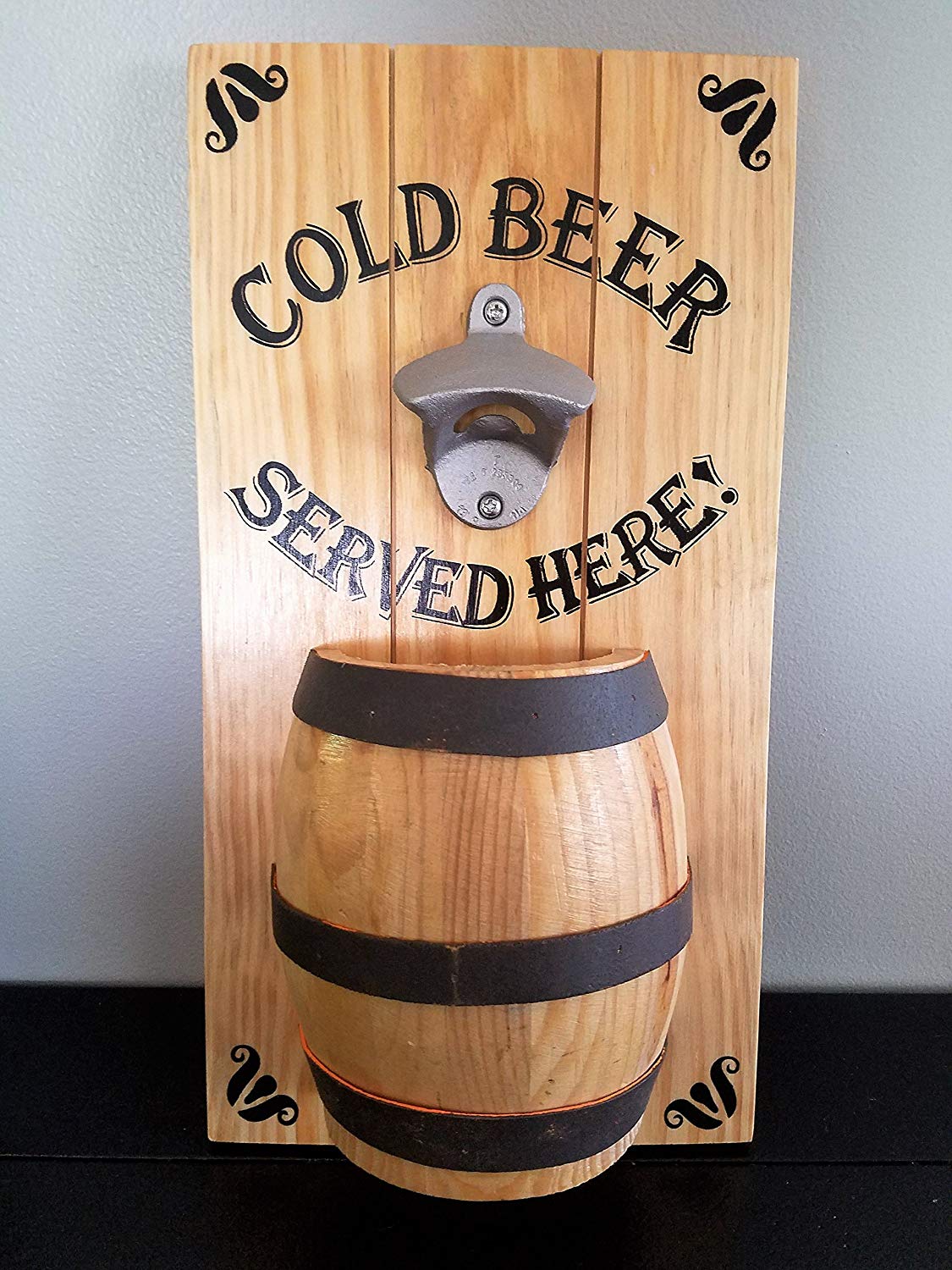 Beer Barrel Bottle Opener & Sign