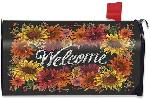 Fall Flowers Welcome Standard Size Mailbox Cover, M00246