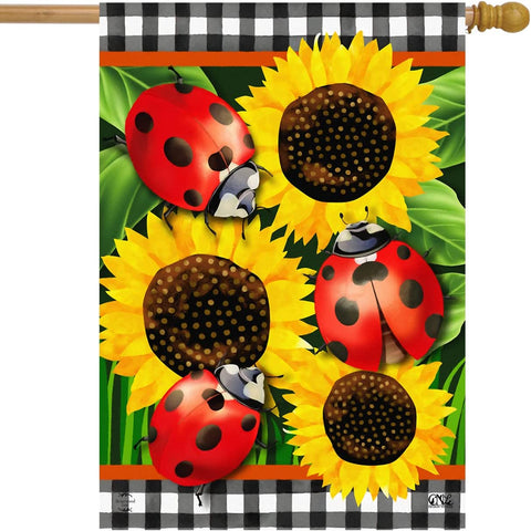 Ladybugs and Sunflowers House Flag, #H01949