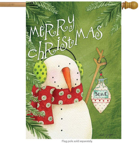 Merry Christmas Snowman House Flag, #H00534