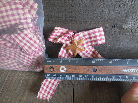Plaid Cloth Bow with Rustic Star