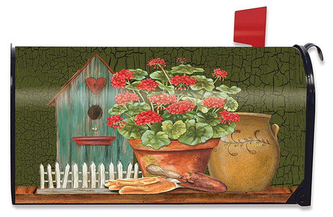 Potted Geraniums Standard Size Mailbox Cover, # M00423
