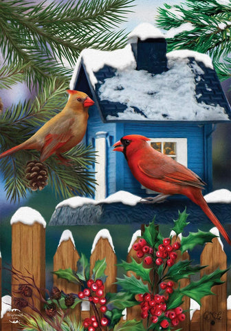 Snow Day Cardinals Garden Flag, #G01341