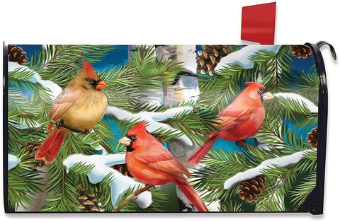 Snowy Cardinals Standard Size Mailbox Cover