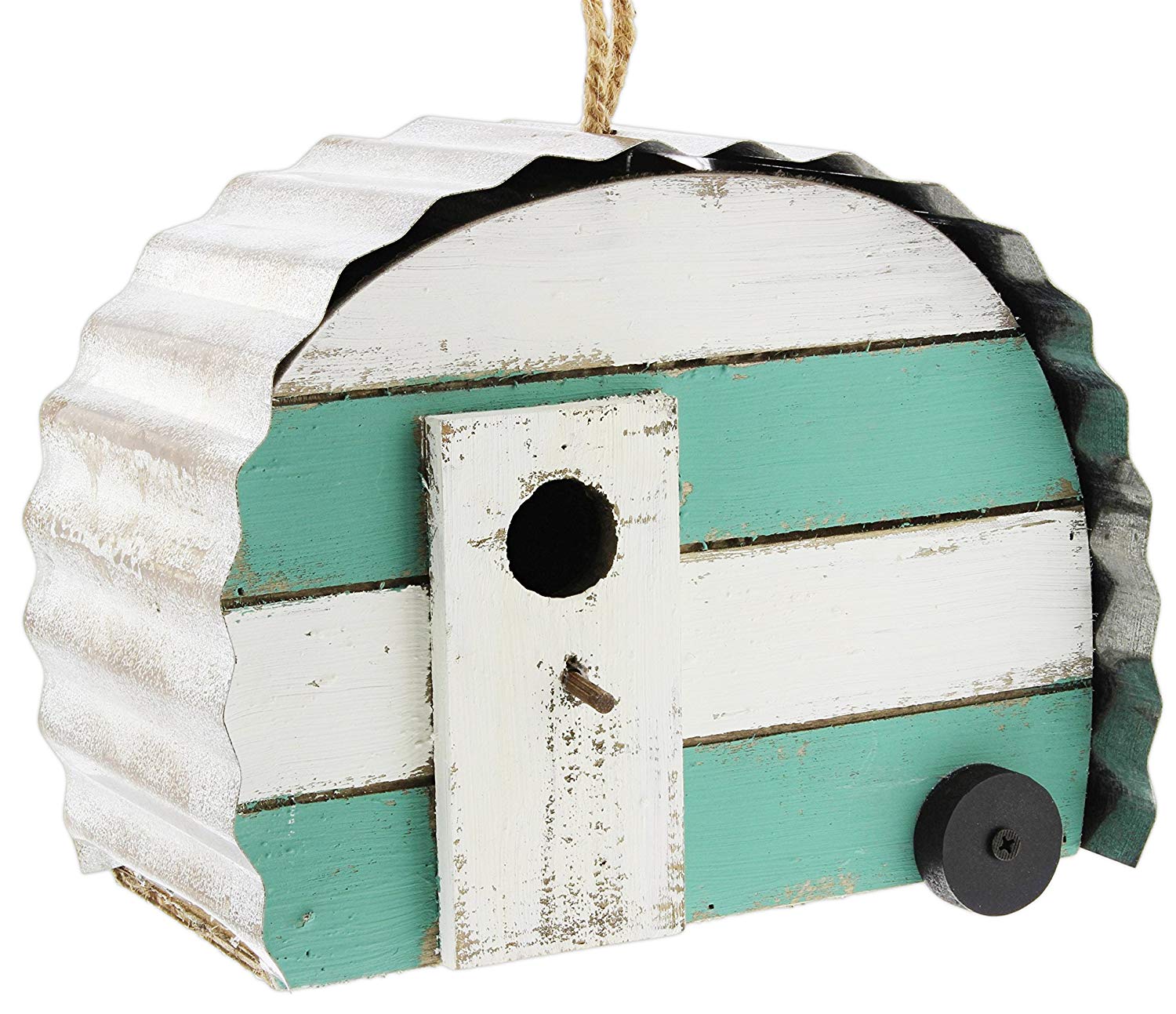 Camper Birdhouse (Teal & White), #76012 – Country Yard Outlet