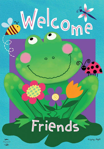 Welcome Friends Frog Garden Flag, #G00815